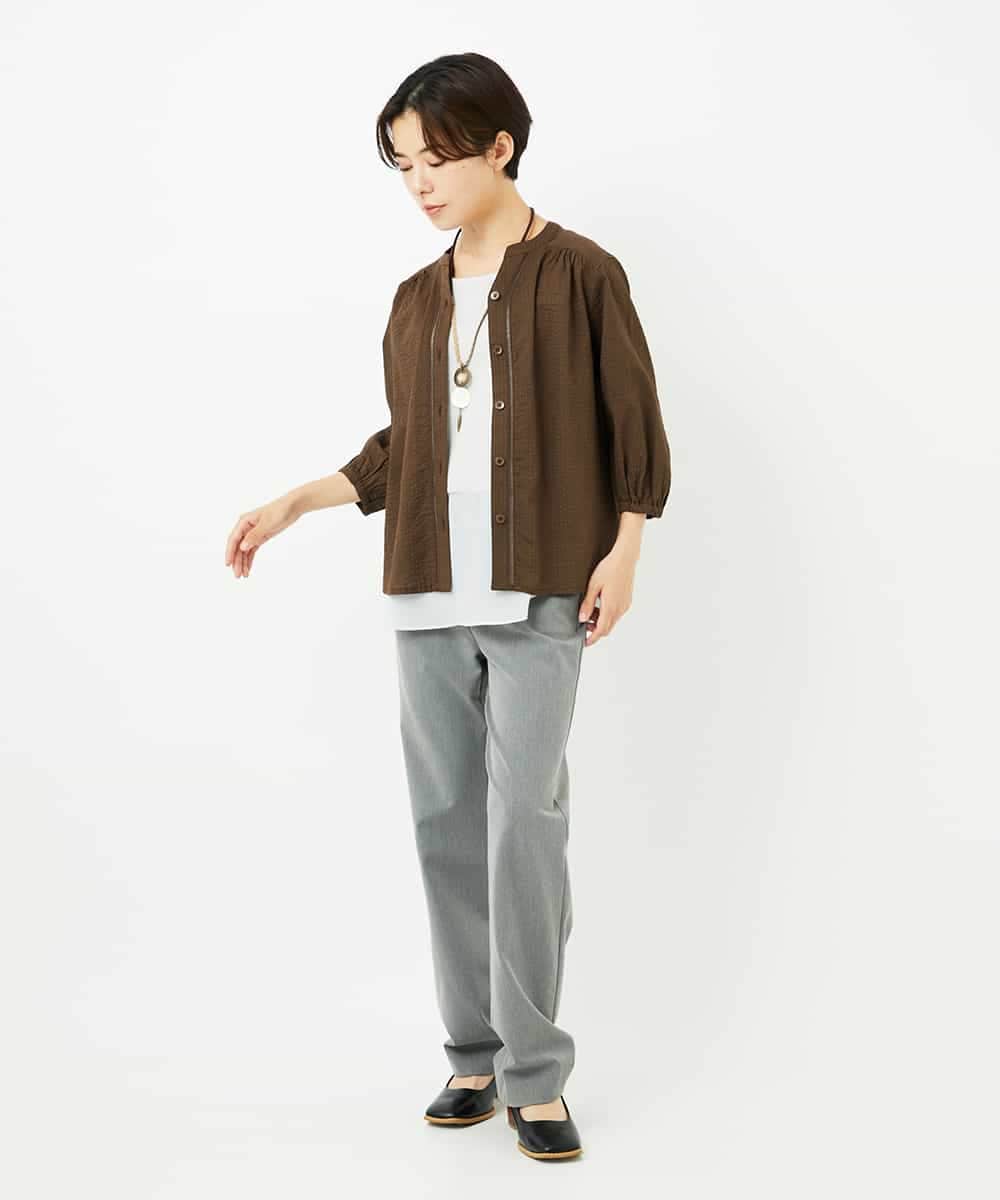 NHBJB01330 GIANNI LO GIUDICE(小さいサイズ)(メゾン ドゥ サンク) [セットアップ対応]ミラクルウェーブブラウス ターコイズブルー