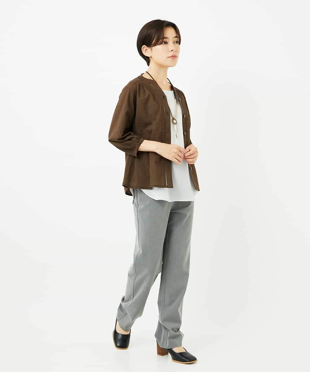NHBJB01330 GIANNI LO GIUDICE(小さいサイズ)(メゾン ドゥ サンク) [セットアップ対応]ミラクルウェーブブラウス ターコイズブルー