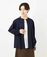 NHBJB10330 GIANNI LO GIUDICE(小さいサイズ)(メゾン ドゥ サンク) コットンローンピンタックブラウス ネイビー
