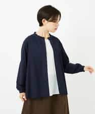 NHBJB10330 GIANNI LO GIUDICE(小さいサイズ)(メゾン ドゥ サンク) コットンローンピンタックブラウス ネイビー