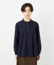 NHBJB10330 GIANNI LO GIUDICE(小さいサイズ)(メゾン ドゥ サンク) コットンローンピンタックブラウス ネイビー