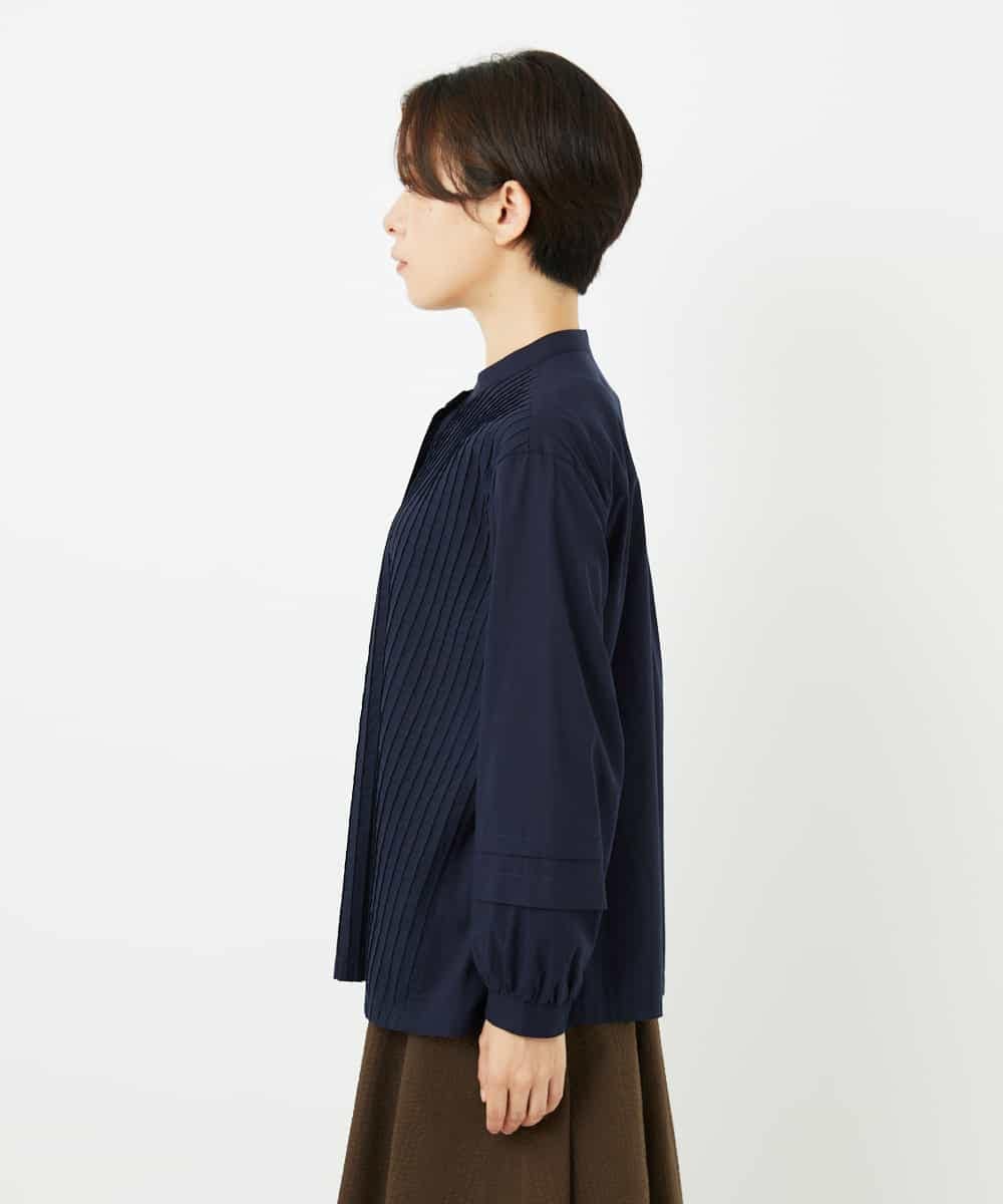 NHBJB10330 GIANNI LO GIUDICE(小さいサイズ)(メゾン ドゥ サンク) コットンローンピンタックブラウス ネイビー