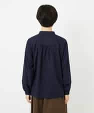 NHBJB10330 GIANNI LO GIUDICE(小さいサイズ)(メゾン ドゥ サンク) コットンローンピンタックブラウス ネイビー