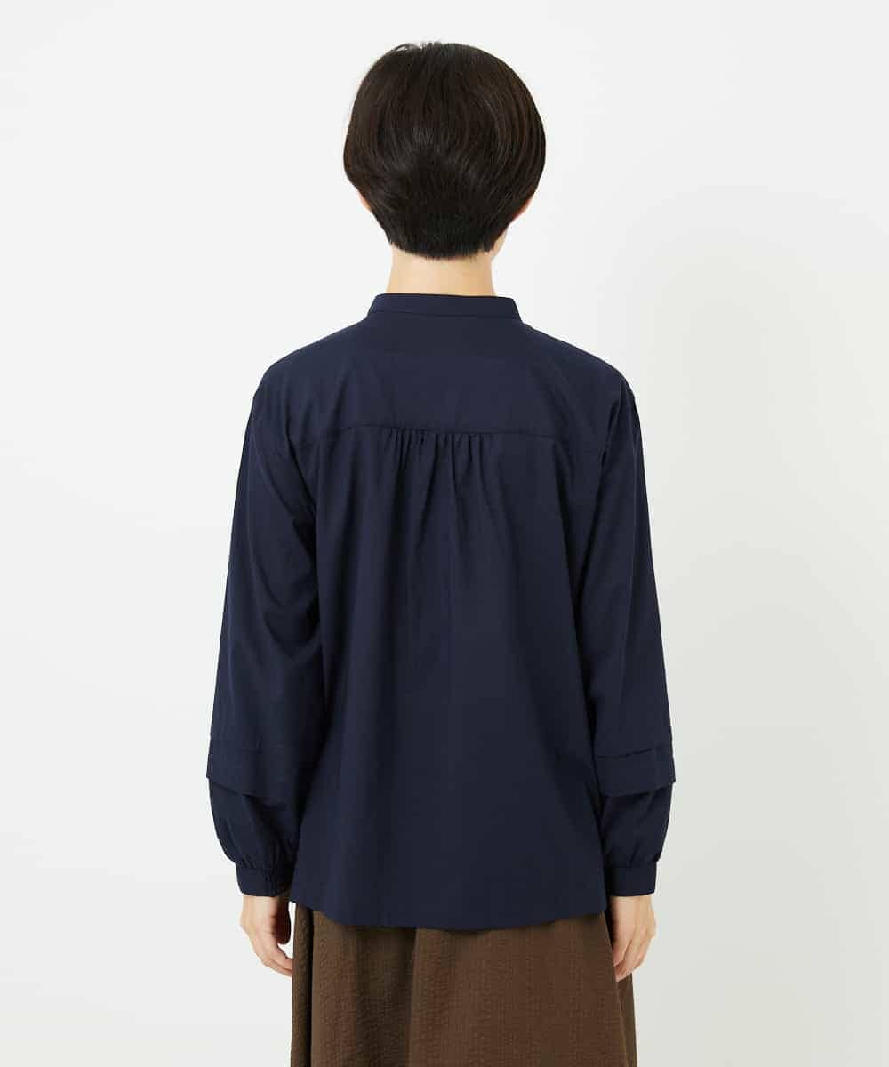 NHBJB10330 GIANNI LO GIUDICE(小さいサイズ)(メゾン ドゥ サンク) コットンローンピンタックブラウス ネイビー