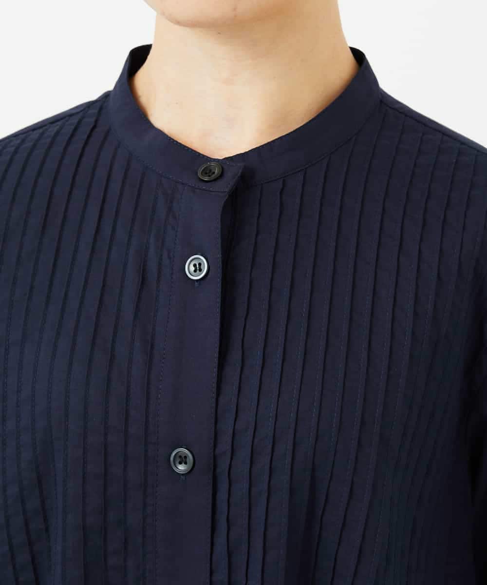 NHBJB10330 GIANNI LO GIUDICE(小さいサイズ)(メゾン ドゥ サンク) コットンローンピンタックブラウス ネイビー