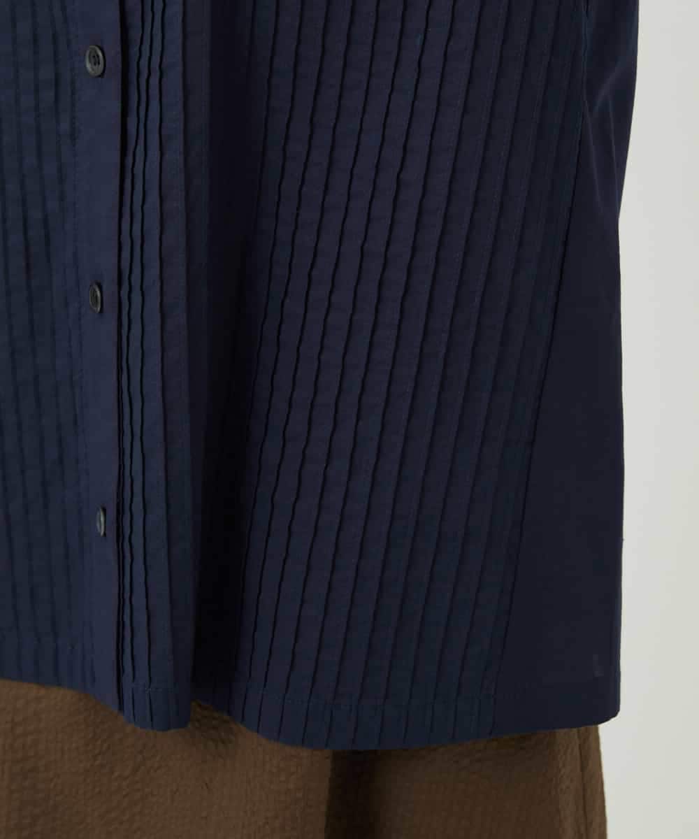 NHBJB10330 GIANNI LO GIUDICE(小さいサイズ)(メゾン ドゥ サンク) コットンローンピンタックブラウス ネイビー