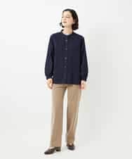 NHBJB10330 GIANNI LO GIUDICE(小さいサイズ)(メゾン ドゥ サンク) コットンローンピンタックブラウス ネイビー