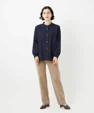 NHBJB10330 GIANNI LO GIUDICE(小さいサイズ)(メゾン ドゥ サンク) コットンローンピンタックブラウス ネイビー
