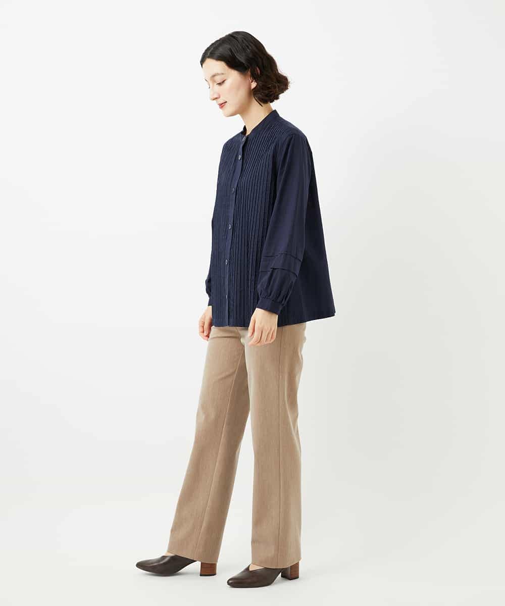 NHBJB10330 GIANNI LO GIUDICE(小さいサイズ)(メゾン ドゥ サンク) コットンローンピンタックブラウス ネイビー