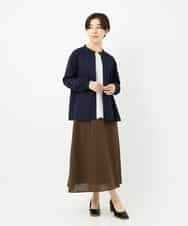NHBJB10330 GIANNI LO GIUDICE(小さいサイズ)(メゾン ドゥ サンク) コットンローンピンタックブラウス ネイビー