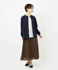 NHBJB10330 GIANNI LO GIUDICE(小さいサイズ)(メゾン ドゥ サンク) コットンローンピンタックブラウス ネイビー