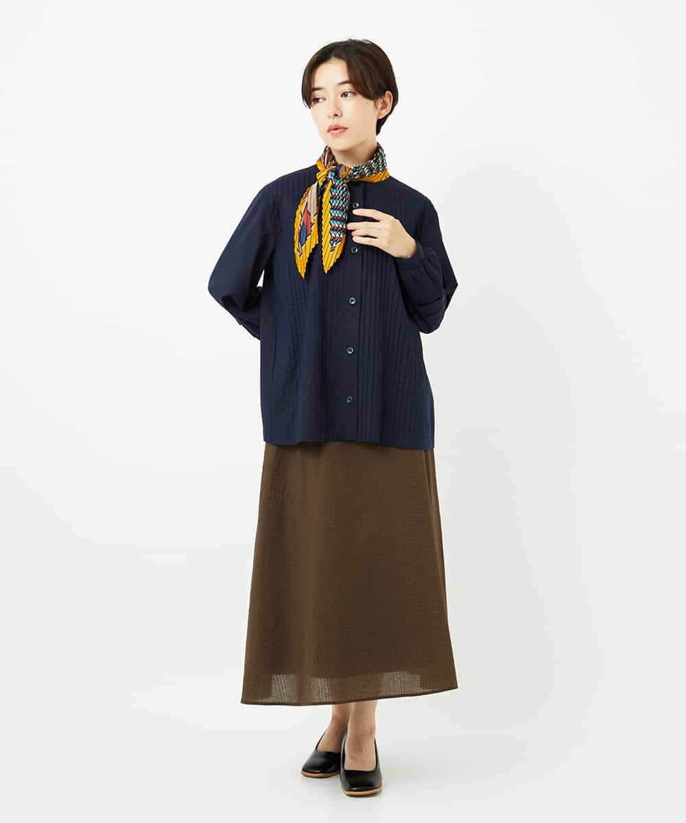 NHBJB10330 GIANNI LO GIUDICE(小さいサイズ)(メゾン ドゥ サンク) コットンローンピンタックブラウス ネイビー