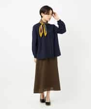 NHBJB10330 GIANNI LO GIUDICE(小さいサイズ)(メゾン ドゥ サンク) コットンローンピンタックブラウス ネイビー