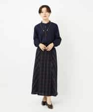 NHBJB10330 GIANNI LO GIUDICE(小さいサイズ)(メゾン ドゥ サンク) コットンローンピンタックブラウス ネイビー