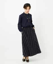 NHBJB10330 GIANNI LO GIUDICE(小さいサイズ)(メゾン ドゥ サンク) コットンローンピンタックブラウス ネイビー