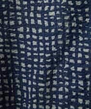 NHBJB11270 GIANNI LO GIUDICE(小さいサイズ)(メゾン ドゥ サンク) [日本製]ミラクルウェーブブロックプリントブラウス ネイビー系