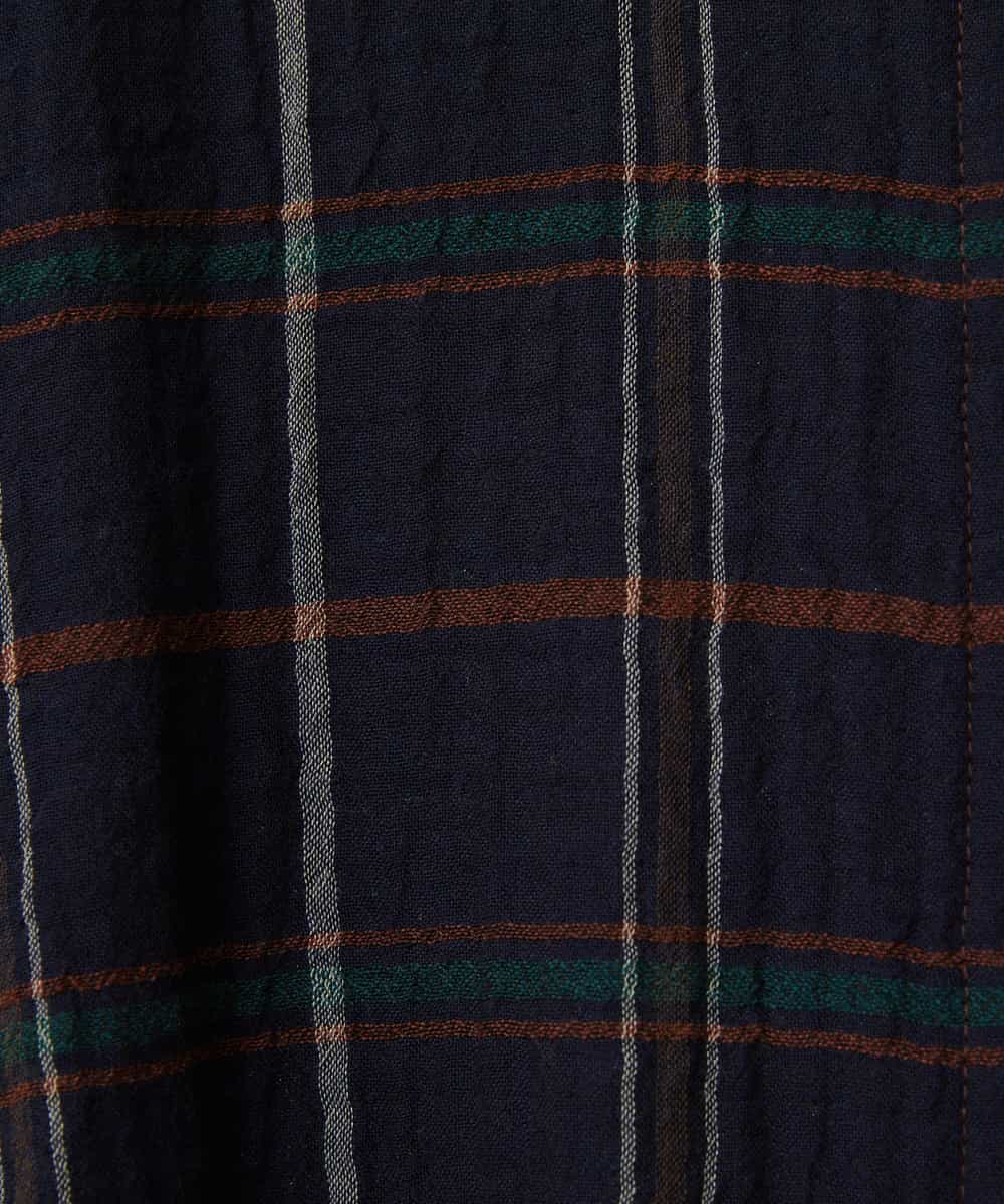 NHBJB22430 GIANNI LO GIUDICE(小さいサイズ)(メゾン ドゥ サンク) [日本製]二重織チェック前開きブラウス ネイビー