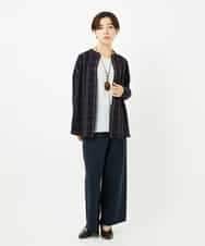 NHBJB22430 GIANNI LO GIUDICE(小さいサイズ)(メゾン ドゥ サンク) [日本製]二重織チェック前開きブラウス ネイビー