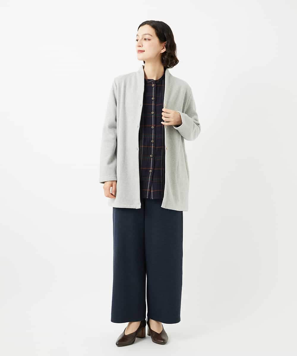 NHBJB22430 GIANNI LO GIUDICE(小さいサイズ)(メゾン ドゥ サンク) [日本製]二重織チェック前開きブラウス ネイビー