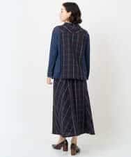 NHBJB23360 GIANNI LO GIUDICE(小さいサイズ)(メゾン ドゥ サンク) [日本製]二重織チェックプルオーバーブラウス ネイビー
