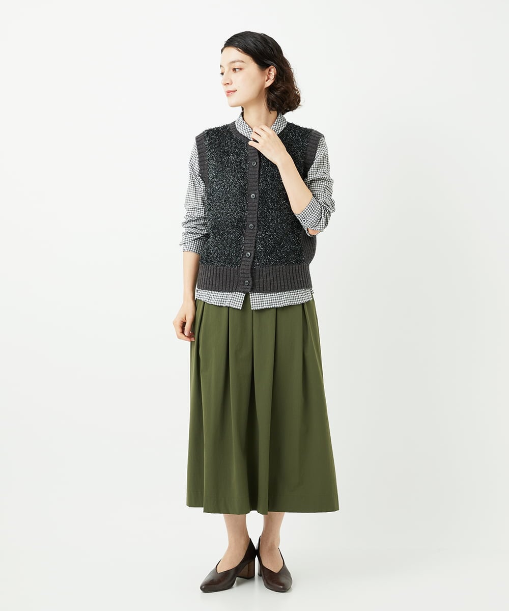 NHBJB24230 GIANNI LO GIUDICE(小さいサイズ)(メゾン ドゥ サンク) [日本製]ヘリンボンシャーリングブラウス ギンガムチェック