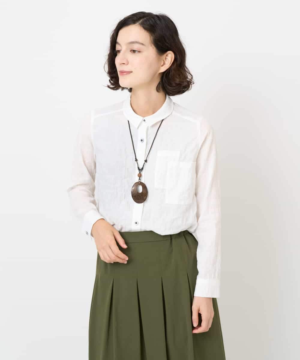 NHBJB24230 GIANNI LO GIUDICE(小さいサイズ)(メゾン ドゥ サンク) [日本製]ヘリンボンシャーリングブラウス ギンガムチェック