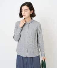 NHBJB24230 GIANNI LO GIUDICE(小さいサイズ)(メゾン ドゥ サンク) [日本製]ヘリンボンシャーリングブラウス ギンガムチェック