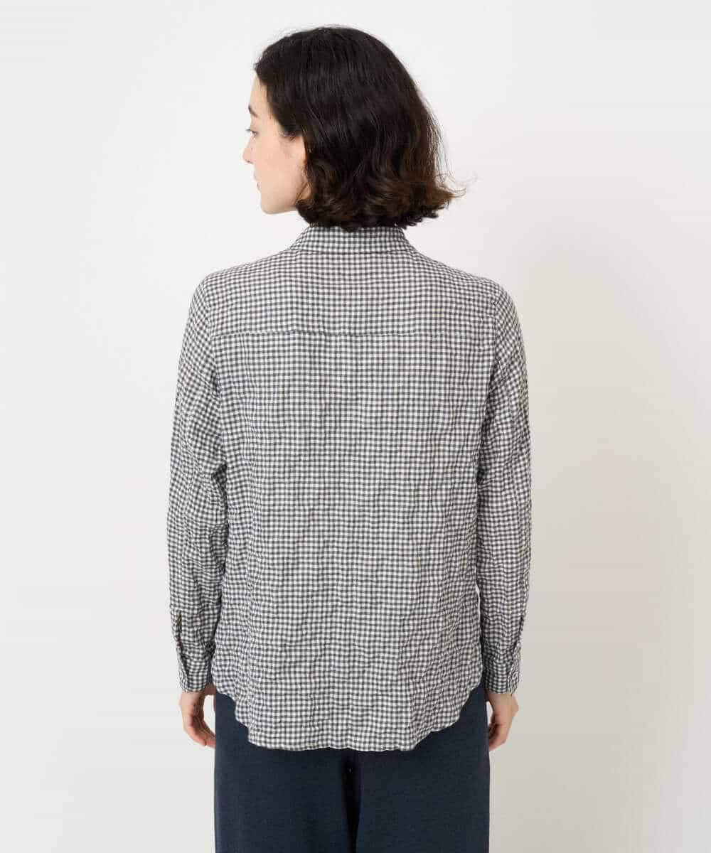 NHBJB24230 GIANNI LO GIUDICE(小さいサイズ)(メゾン ドゥ サンク) [日本製]ヘリンボンシャーリングブラウス ギンガムチェック