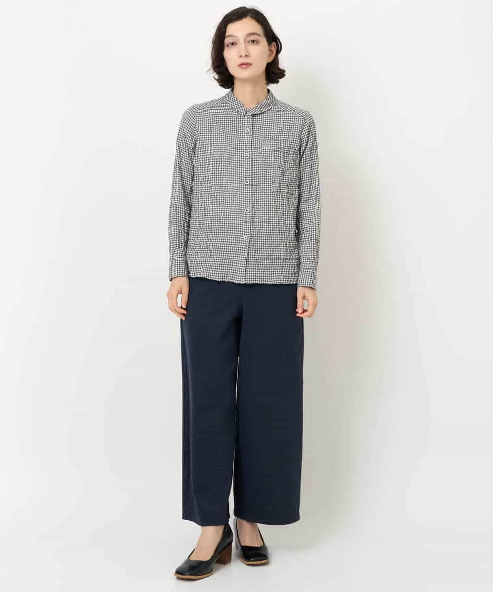 NHBJB24230 GIANNI LO GIUDICE(小さいサイズ)(メゾン ドゥ サンク) [日本製]ヘリンボンシャーリングブラウス ギンガムチェック