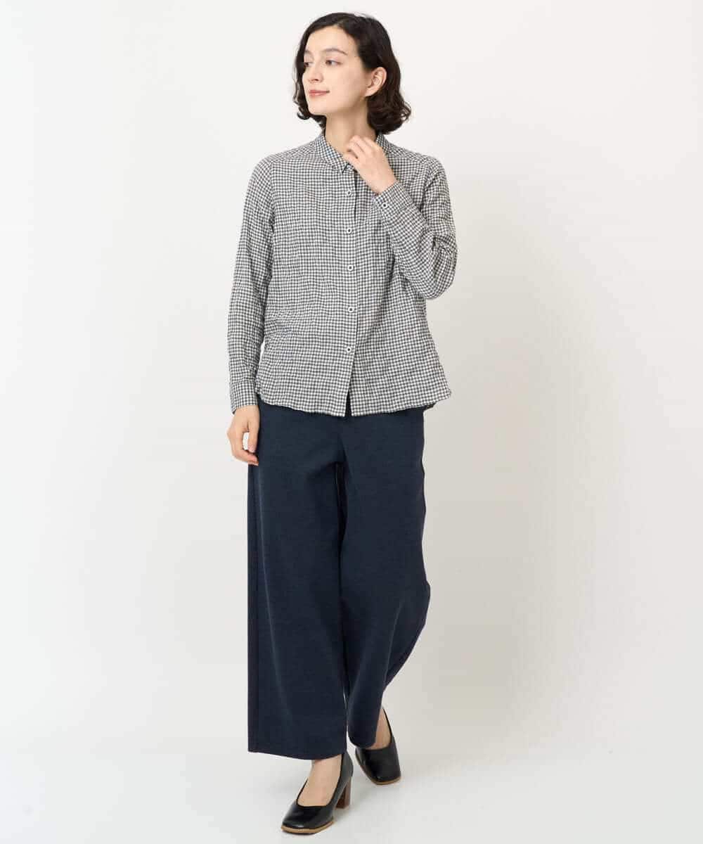 NHBJB24230 GIANNI LO GIUDICE(小さいサイズ)(メゾン ドゥ サンク) [日本製]ヘリンボンシャーリングブラウス ギンガムチェック