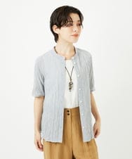 NHBJC81200 GIANNI LO GIUDICE(小さいサイズ)(メゾン ドゥ サンク) オーガニックコットン半袖ブラウス ストライプ