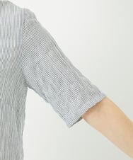 NHBJC81200 GIANNI LO GIUDICE(小さいサイズ)(メゾン ドゥ サンク) オーガニックコットン半袖ブラウス ストライプ