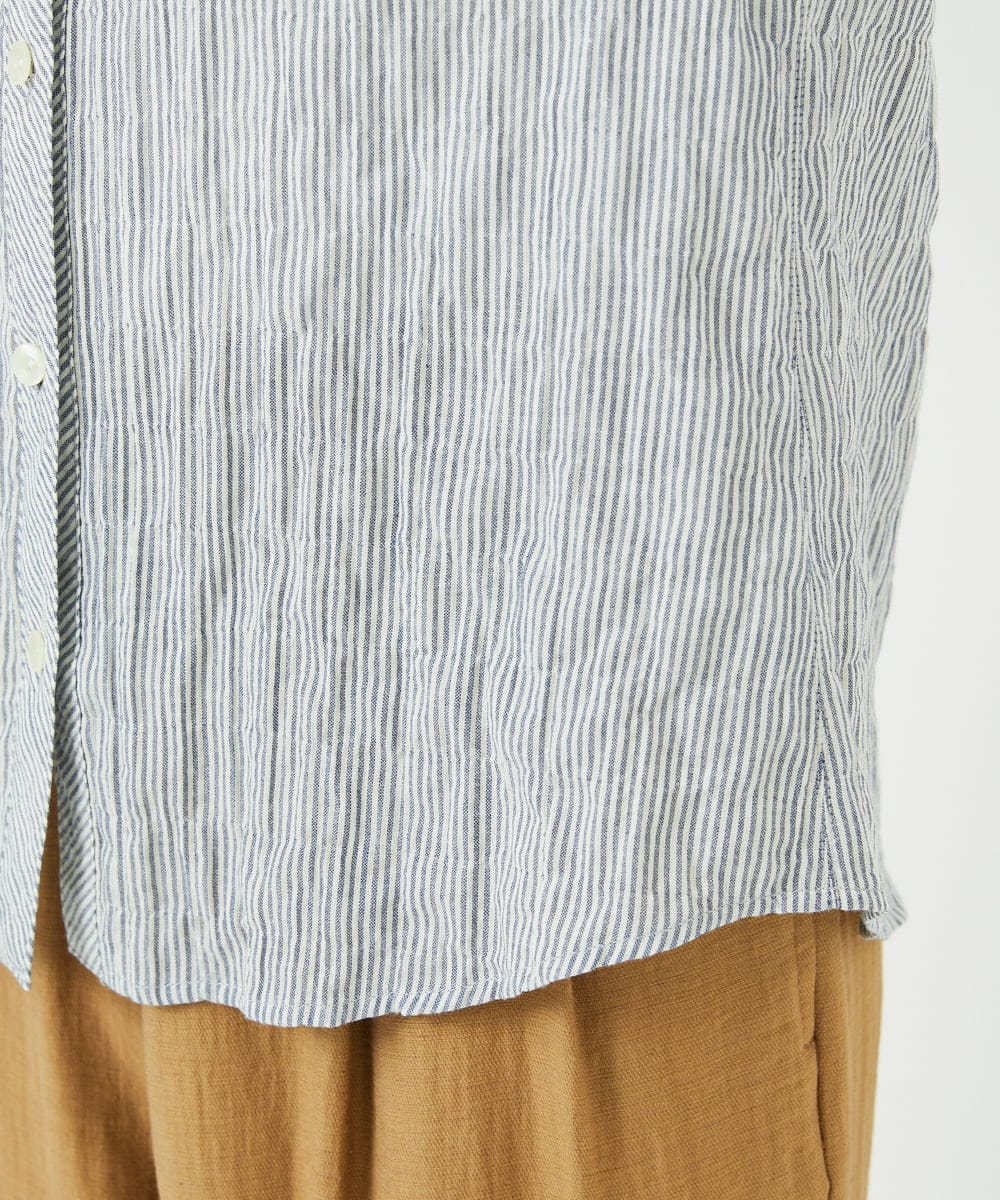 NHBJC81200 GIANNI LO GIUDICE(小さいサイズ)(メゾン ドゥ サンク) オーガニックコットン半袖ブラウス ストライプ