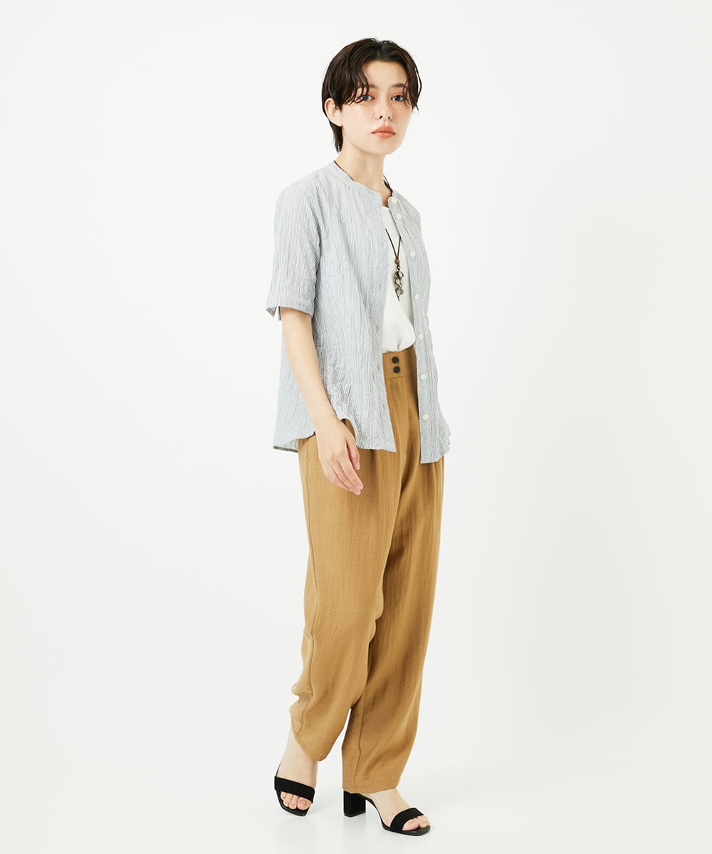 NHBJC81200 GIANNI LO GIUDICE(小さいサイズ)(メゾン ドゥ サンク) オーガニックコットン半袖ブラウス ストライプ