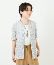 NHBJC81200 GIANNI LO GIUDICE(小さいサイズ)(メゾン ドゥ サンク) オーガニックコットン半袖ブラウス ストライプ