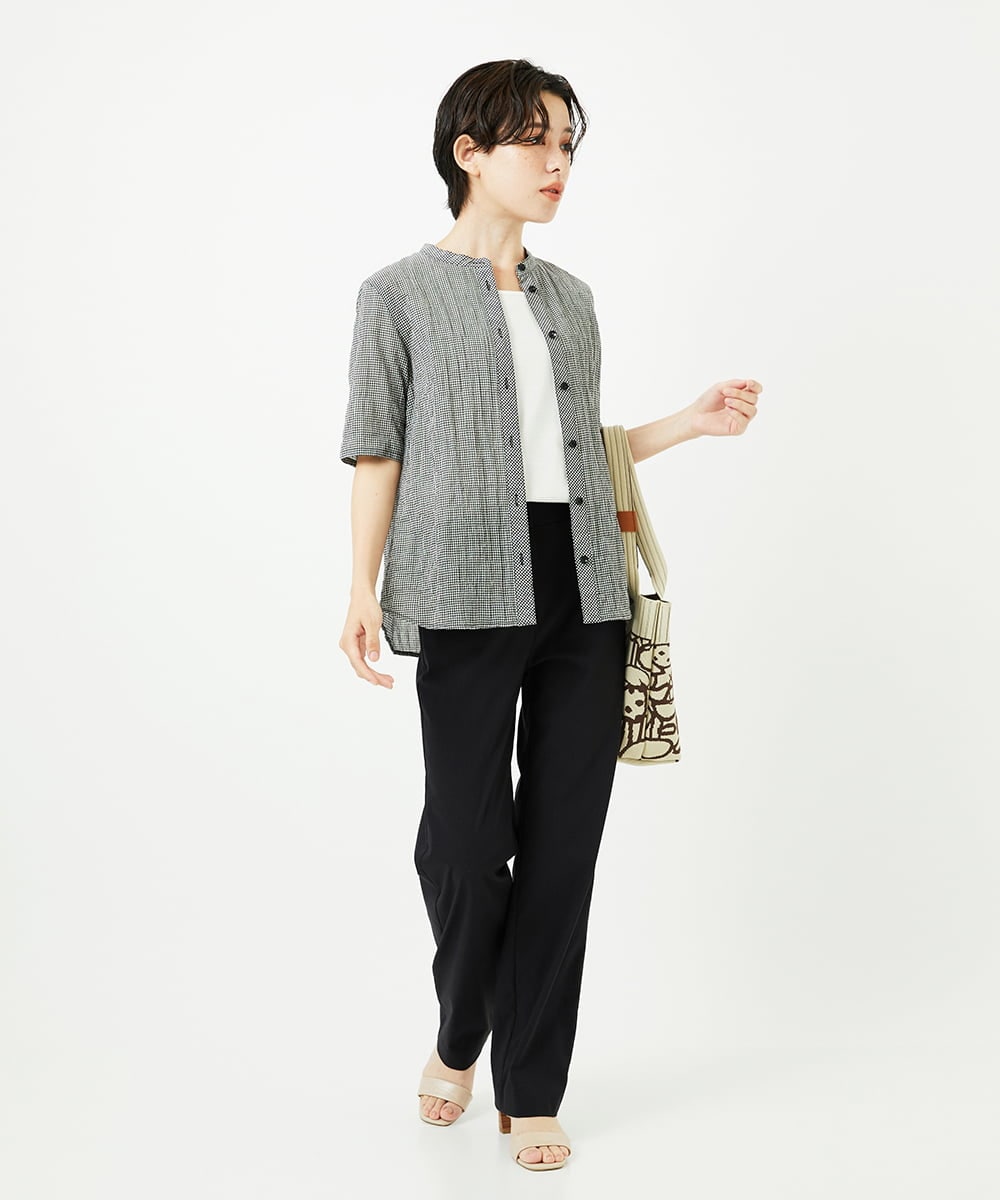 NHBJC81200 GIANNI LO GIUDICE(小さいサイズ)(メゾン ドゥ サンク) オーガニックコットン半袖ブラウス ストライプ