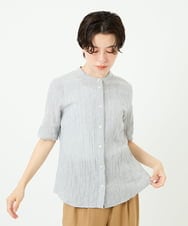 NHBJC81200 GIANNI LO GIUDICE(小さいサイズ)(メゾン ドゥ サンク) オーガニックコットン半袖ブラウス ストライプ