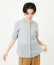 NHBJC81200 GIANNI LO GIUDICE(小さいサイズ)(メゾン ドゥ サンク) オーガニックコットン半袖ブラウス ストライプ