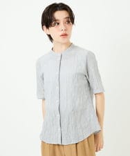 NHBJC81200 GIANNI LO GIUDICE(小さいサイズ)(メゾン ドゥ サンク) オーガニックコットン半袖ブラウス ストライプ