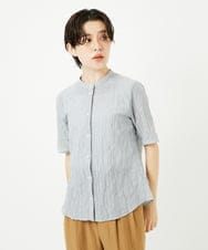 NHBJC81200 GIANNI LO GIUDICE(小さいサイズ)(メゾン ドゥ サンク) オーガニックコットン半袖ブラウス ストライプ