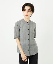 NHBJC81200 GIANNI LO GIUDICE(小さいサイズ)(メゾン ドゥ サンク) オーガニックコットン半袖ブラウス ストライプ