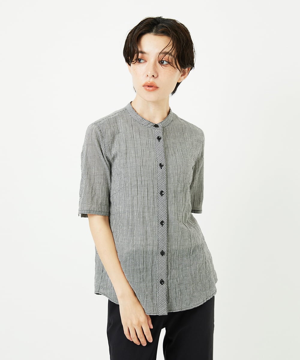 NHBJC81200 GIANNI LO GIUDICE(小さいサイズ)(メゾン ドゥ サンク) オーガニックコットン半袖ブラウス ストライプ