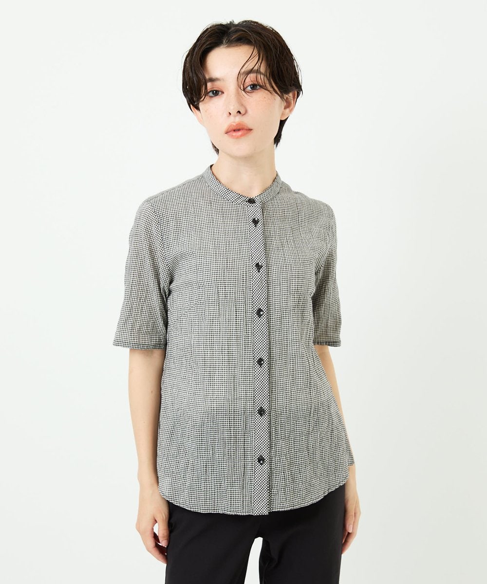 NHBJC81200 GIANNI LO GIUDICE(小さいサイズ)(メゾン ドゥ サンク) オーガニックコットン半袖ブラウス ストライプ