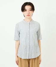 NHBJC81200 GIANNI LO GIUDICE(小さいサイズ)(メゾン ドゥ サンク) オーガニックコットン半袖ブラウス ストライプ