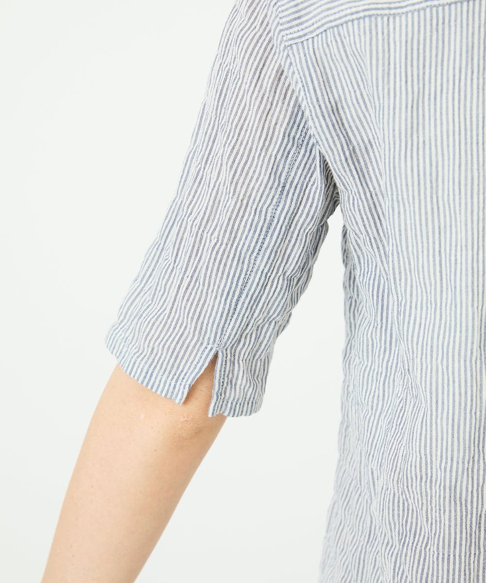 NHBJC81200 GIANNI LO GIUDICE(小さいサイズ)(メゾン ドゥ サンク) オーガニックコットン半袖ブラウス ストライプ