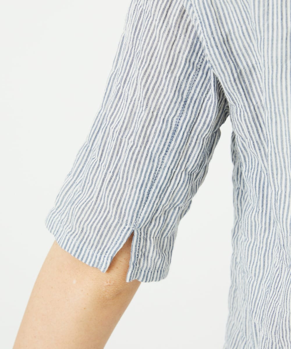 NHBJC81200 GIANNI LO GIUDICE(小さいサイズ)(メゾン ドゥ サンク) オーガニックコットン半袖ブラウス ストライプ