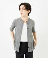 NHBJC81200 GIANNI LO GIUDICE(小さいサイズ)(メゾン ドゥ サンク) オーガニックコットン半袖ブラウス ギンガムチェック