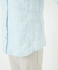 NHBJC82200 GIANNI LO GIUDICE(小さいサイズ)(メゾン ドゥ サンク) コットンリネンドット柄ピンタック半袖ブラウス ライトブルー