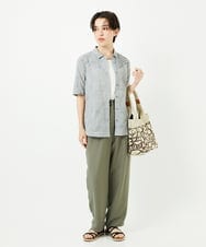 NHBJC82200 GIANNI LO GIUDICE(小さいサイズ)(メゾン ドゥ サンク) コットンリネンドット柄ピンタック半袖ブラウス ライトブルー