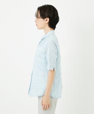 NHBJC82200 GIANNI LO GIUDICE(小さいサイズ)(メゾン ドゥ サンク) コットンリネンドット柄ピンタック半袖ブラウス ライトブルー